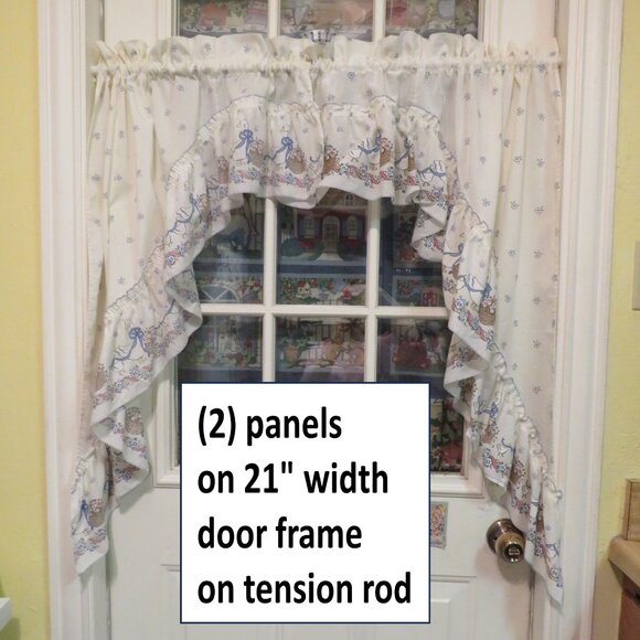 Vintage Country Goose/Ribbon Goose Tiered Curtain Valence 1980s Ducks Geese #1 - Picture 3 of 9